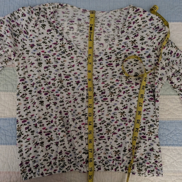 Lucky Brand cotton floral boho white-pink top, sz M - Picture 10 of 11